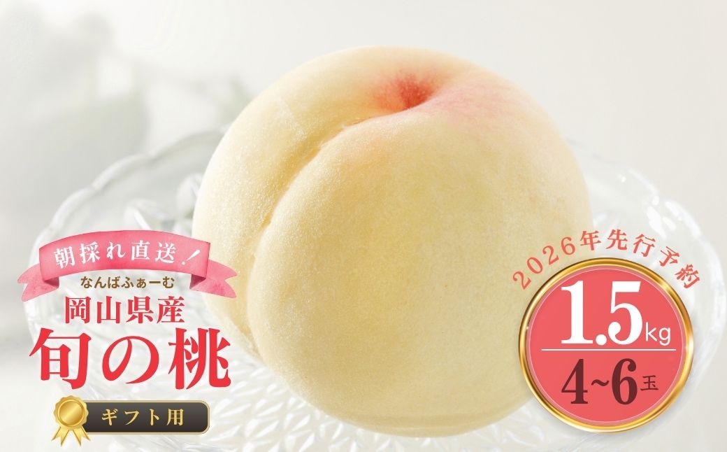 【2026年先行予約】［なんばふぁーむ］岡山県産 旬の桃 1.5kg（4～6玉）[ギフト用]