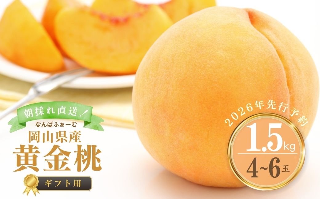 【2026年先行予約】［なんばふぁーむ］岡山県産 黄金桃 1.5kg（4～6玉）[ギフト用]
