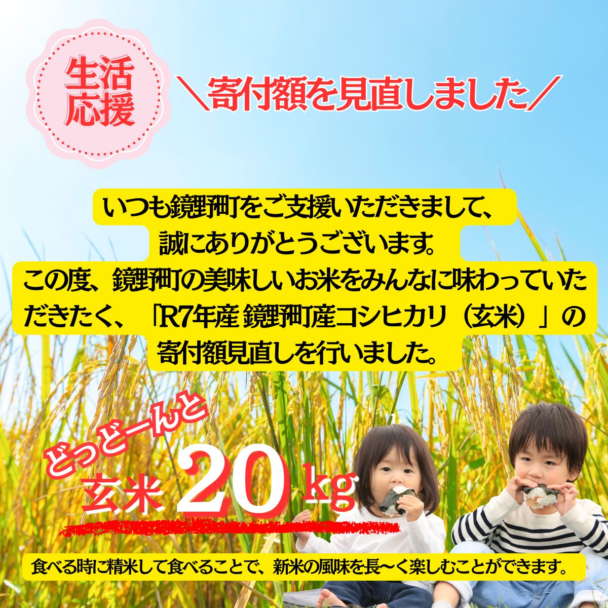 令和7年産 鏡野町産 コシヒカリ 玄米 20kg